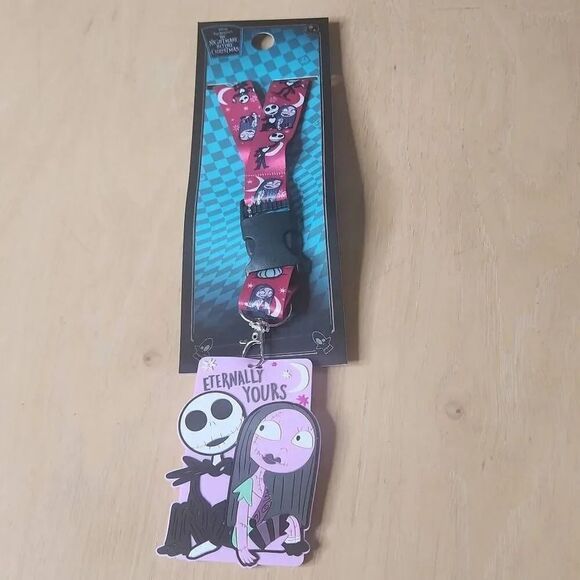 Disney Tim Burton's The Nightmare before Christmas Jack and Sally lanyard ID tag - Picture 1 of 5